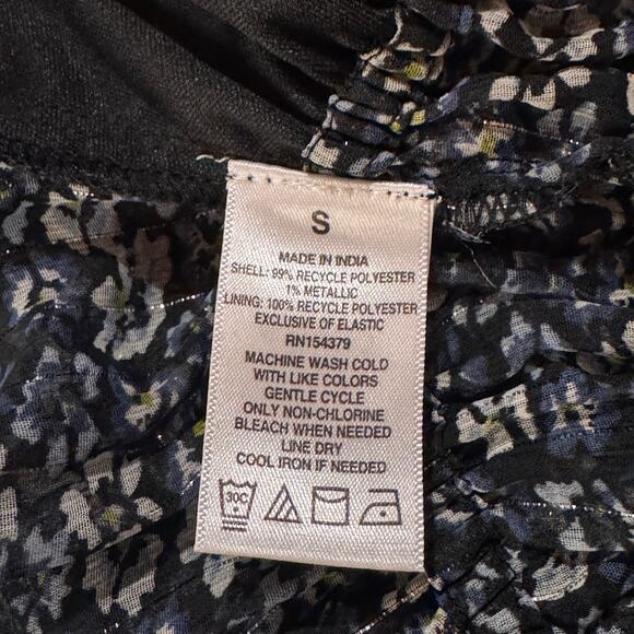 Aeropostale Small Cropped Top Floral Ruffled Keyhole Balloon Sleeve Square Neck - Picture 9 of 9